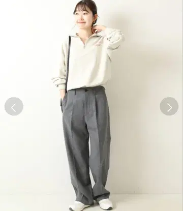 새상품급 Spick & Span 하이브리드 더블 크로스 원턱 팬츠 38