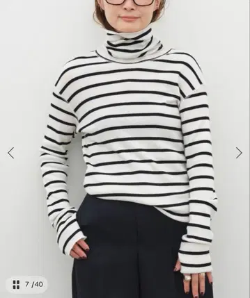 새상품급 Deuxieme Classe rib 터틀 니트 보더