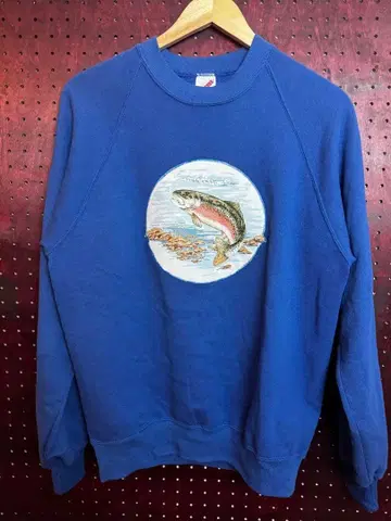 무지개 송어 트라웃 물고기 애니멀 90s 맨투맨 usa 제작