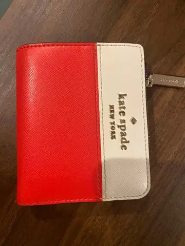 케이트 스페이드 접이식 지갑 오렌지와 화이트