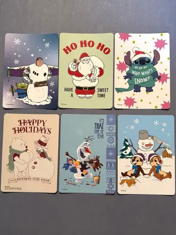 디즈니 스토어 가위바위보 카드 겨울 크리스마스 6장 세트