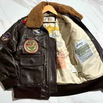 새상품급 AVFLY 플라이트 자켓 G-1 탑건 L 와펜 브라운