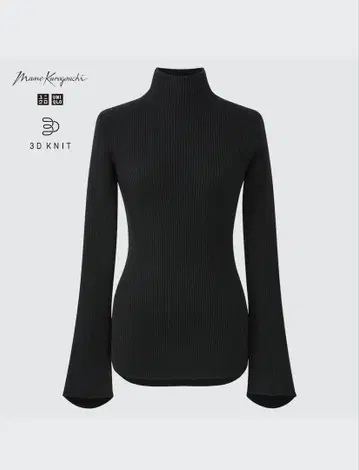 [ L/블랙 ] 마메쿠로구치 3D 리브 하이넥 스웨터 mame 미사용