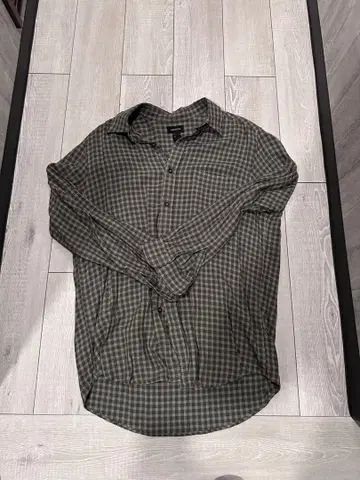 그린 그레이 체크 무늬 긴팔 셔츠