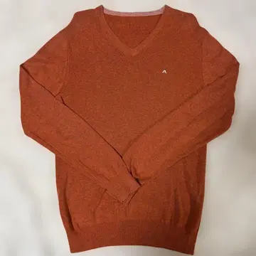 J.LINDEBERG 남성용 V넥 스웨터 긴팔 오렌지 컬러