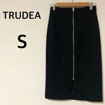 TRUDEA 타이트 스커트 [ S ] 프론트 지퍼 일본제 블랙 안감