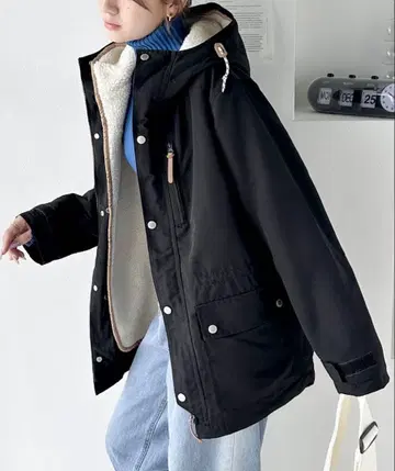 클래식 엘프 3way 하이브리드 미들 기장 마운틴 후드티 블랙 XL