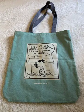 스누피 뮤지엄 토트백 PEANUTS 민트 그린 코튼