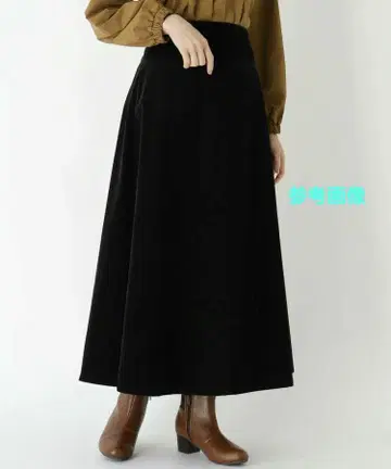 코듀로이 플레어 스커트 블랙