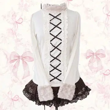 y2k axes femme 레이스업 퍼 위시코어 발레코어