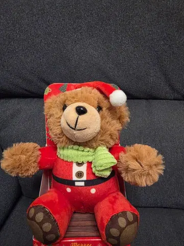 칼디 산타 의상의 곰 봉제 인형
