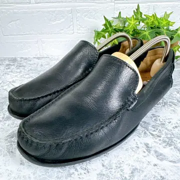 블랙 가죽 슬립온