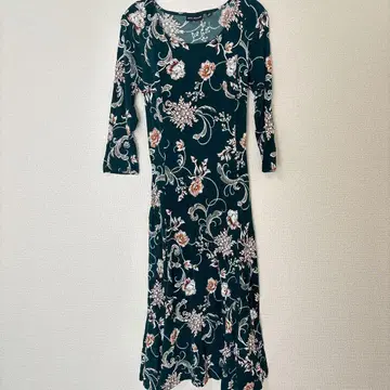 새상품급 NINA LEONARD [ S ] 플로럴 원피스 그린