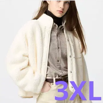 3XL 미사용 새상품 플리스 스탠드 카라 자켓 화이트