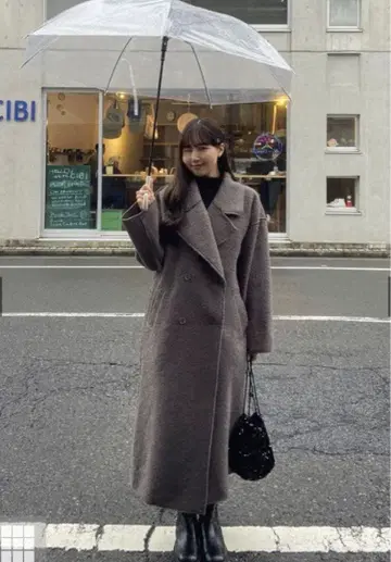 반지 페이크 울 더블 체스터 코트