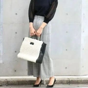 새상품급 노블 W 체크 사이드 조절 팬츠