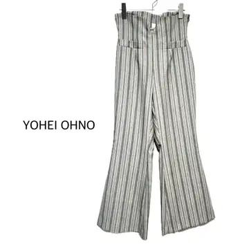 YOHEI OHNO 요헤이 오오노 스트라이프 하이웨스트 플레어 팬츠 34