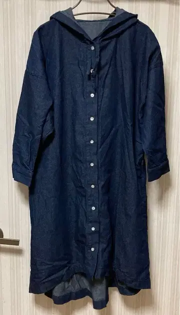 Sorte cuff 솔테카프 면린넨 데님 후드 부착 원피스