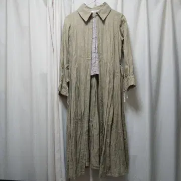 린넨 100% 베이지 롱 코트