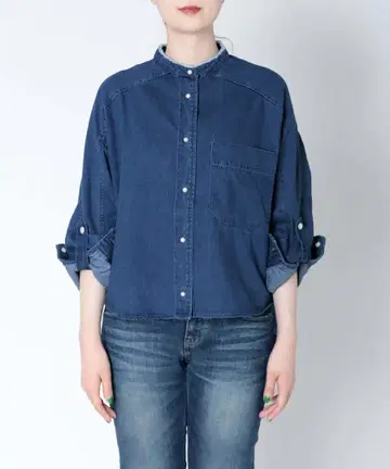 택 포함 새상품 블랑 바스크의 펄 버튼 데님 셔츠