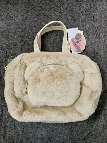 아오키 미사코 x 시마무라 곰돌이 퍼 숄더백 베이지