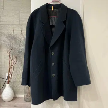 캐시미어 혼방 MIYUKILAN 체스터 코트 이탈리아제 원단 블랙 3버튼