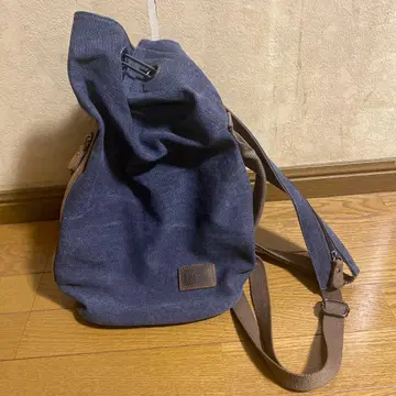 다크 블루 캔버스 롤탑 백팩