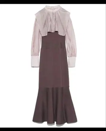 스나이델 스퀘어 칼라 도킹 니트 원피스 머메이드 롱 원피스