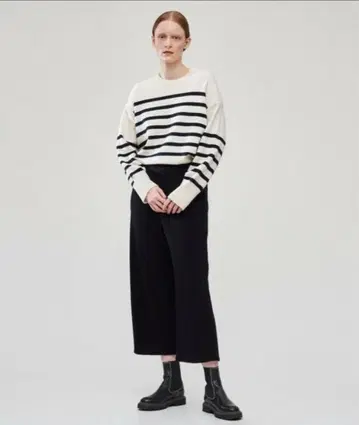 갤러리 바이 GALERIE VIE 파인 부클레 와이드 크롭 팬츠