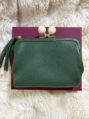 perche 이단 접이식 지갑 가마구치 perche 그린