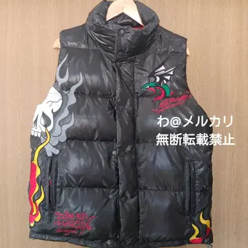 S 에드 하디 EdHardy 다운 베스트 자수 해골 빈티지