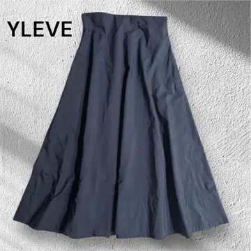 YLEVE 이레브 플레어 스커트 네이비 코튼