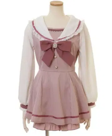 LIZLISA 세일러 카라 셋업 핑크