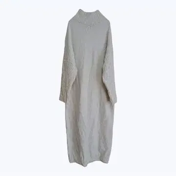 리디 화이트 하이넥 손가락 구멍 긴팔 니트 롱 원피스