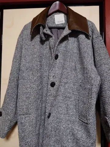 THE YOn 이소재 옷깃 트위드 코쿤 미들 코트