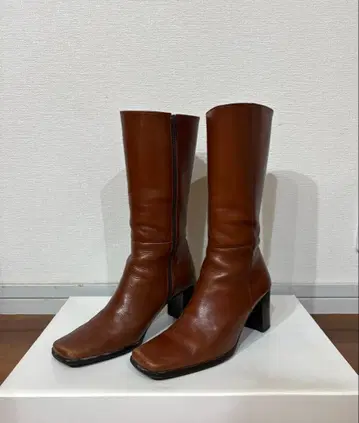 가죽 브라운 롱 부츠