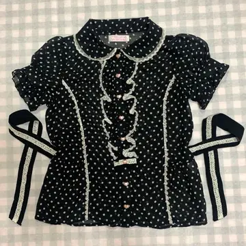 TRALALA 레어 도트 무늬 프릴 쉬폰 블라우스