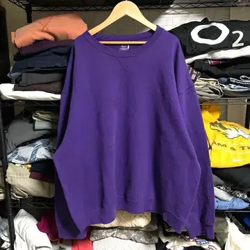 미국 빈티지 의류 프룻 오브 더 룸 퍼플 무지 앞V 맨투맨 2XL