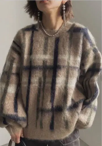 아메리빈티지 PAINT CHECK FLUFFY KNIT