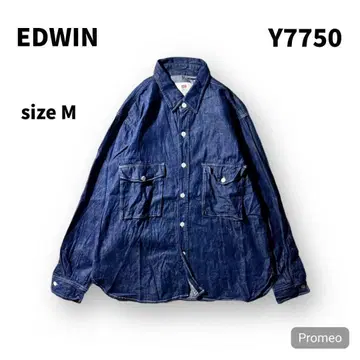 [ 즉시 구매 OK ] EDWIN 긴팔 데님 셔츠 사이즈 L 인디고 블루