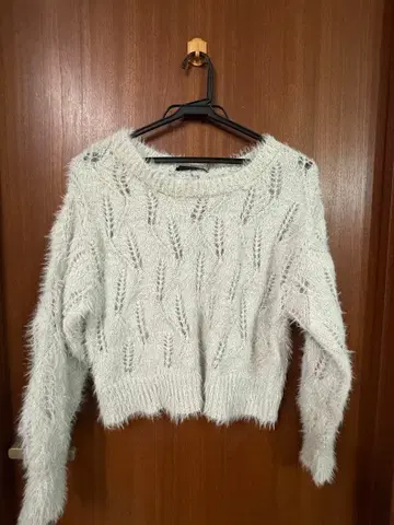 Heather 시스루 편직 페더 니트 그레이