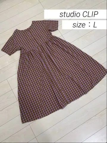 [ studio CLIP ] 깅엄 원피스 체크 프론트 오픈