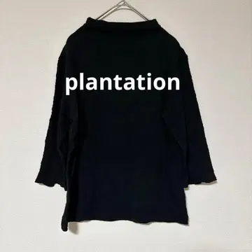 새상품급 plantation 블랙 오부 소매 텍스처 상의