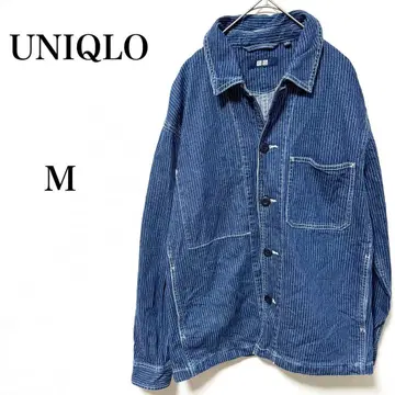 UNIQLO 유니클로 워바쉬 스트라이프 데님 자켓 M 파랑 화이트