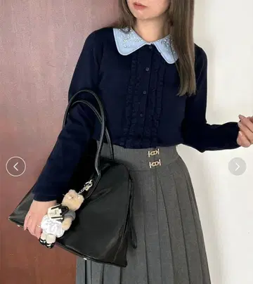 새상품 snidel WEB 한정판 비쥬 컬러 니트 가디건 네이비