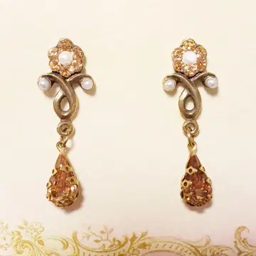 Michal Negrin 미하엘 네그린 꽃 모티브 핑크 골드 귀걸이