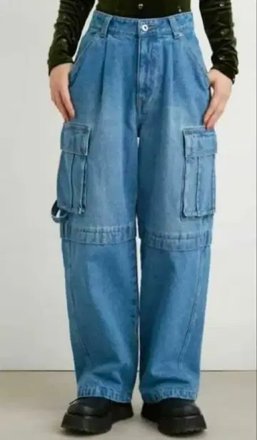 LILY BROWN 릴리 브라운 데님 블루 카고 팬츠