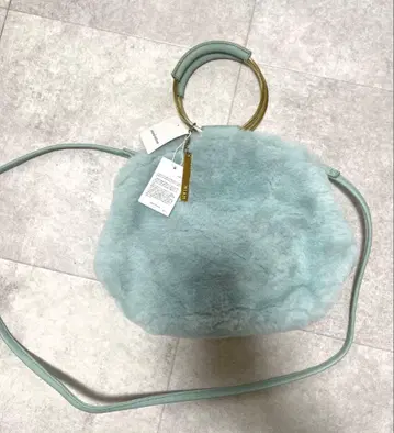 택 포함 새상품 MIAN 민트 그린 퍼 백 골드 2way