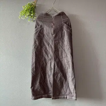 비자비 ( M ) 캐주얼 프론트 지퍼 데님풍 슬릿 롱 스커트