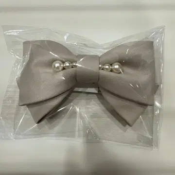 컴플렉스 비즈 베이지 새틴 리본 머리핀 펄 장식
